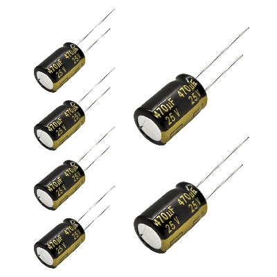 6 x Aluminum Electrolytic Capacitor 470uF 25V 20% 10x16mm FM Radial Panasonic - EEU-FM1E471