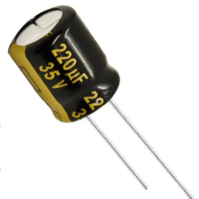 [RAW] 1 x Aluminum Electrolytic Capacitor 220uF 35V 20% 10x12.5mm FM Radial Panasonic - EEU-FM1V221