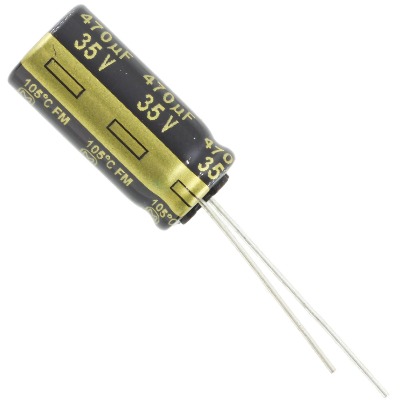 [RAW] 1 x Aluminum Electrolytic Capacitor 470uF 35V 20% 10x20mm FM Radial Panasonic - EEU-FM1V471