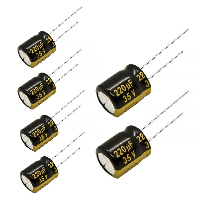 6 x Aluminum Electrolytic Capacitor 220uF 35V 20% 10x12.5mm FM Radial Panasonic - EEU-FM1V221